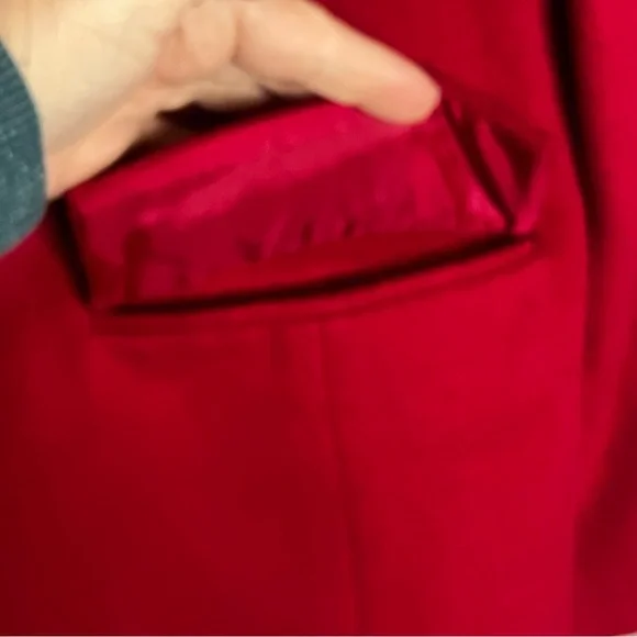 JM Collection Wool Blend Blazer Jacket Women 18 Red Button Career Business Lined - Picture 5 of 8